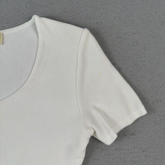 Worldly Things‎ Styltricot Knit Top Women’s 6 White Short Sleeve Scoop Neck - Picture 3 of 16